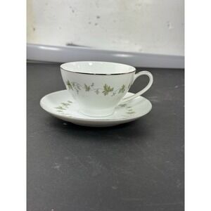 Noritake Lexington Cup and Saucer floral platinum trim